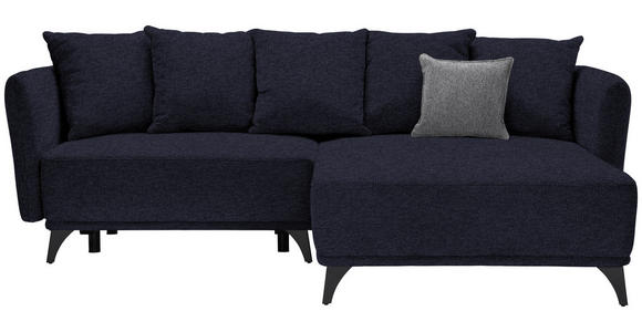 ECKSOFA in Chenille Dunkelblau  - Schwarz/Dunkelblau, LIFESTYLE, Textil/Metall (255/172cm) - Carryhome