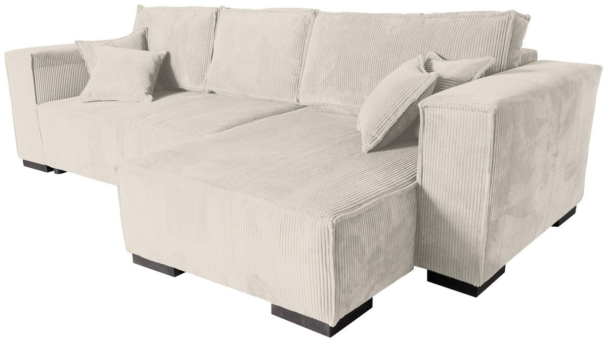 ECKSOFA in Cord Creme  - Creme/Braun, KONVENTIONELL, Holz/Textil (230/190cm) - Carryhome