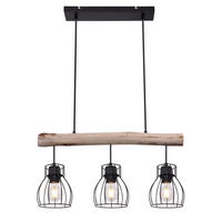 HÄNGELEUCHTE 60/13,6/140 cm  - Schwarz/Naturfarben, Natur, Holz/Metall (60/13,6/140cm) - Globo