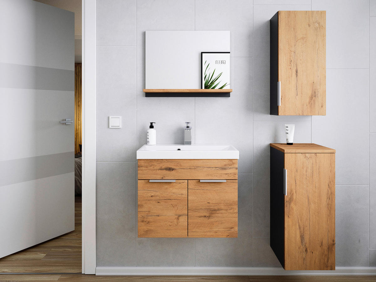 WASCHTISCHKOMBI 59,5 cm  - Eichefarben/Graphitfarben, Basics, Holzwerkstoff/Stein (59,5cm) - MID.YOU