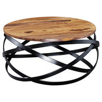 COUCHTISCH Sheesham massiv 60/60/30 cm rund Sheeshamfarben  - Sheeshamfarben/Schwarz, Design, Holz/Metall (60/60/30cm) - MID.YOU