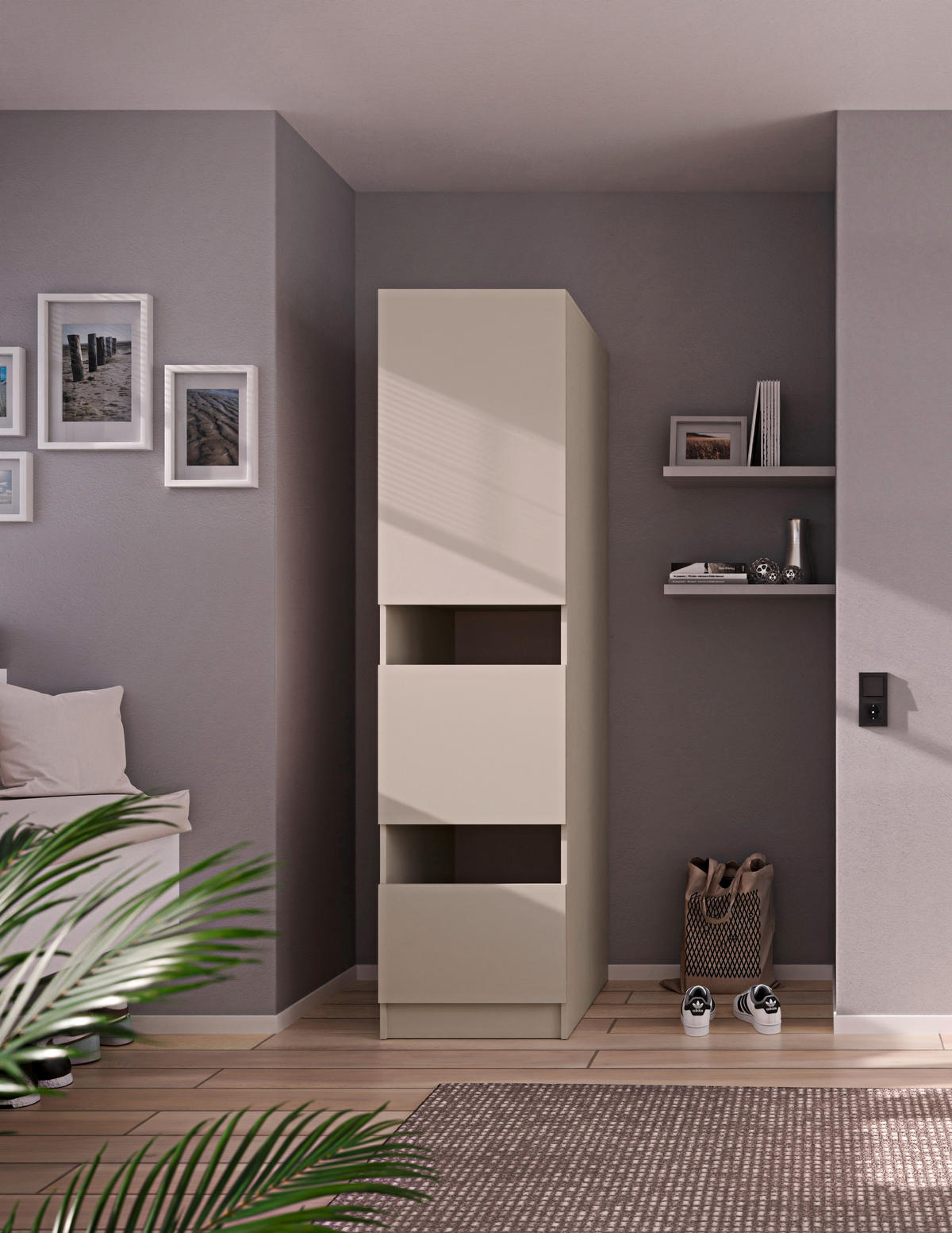 MEHRZWECKSCHRANK 50/200/68 cm  in Kaschmir  - Kaschmir/Schwarz, Design, Holzwerkstoff/Metall (50/200/68cm) - Milino