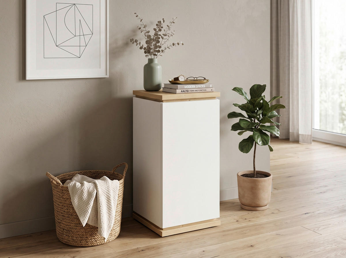 BLUMENSTÄNDER Holzwerkstoff  - Weiß/Eiche Artisan, KONVENTIONELL, Holzwerkstoff (30/86/30cm) - Xora