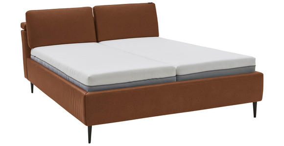 POLSTERBETT Matratze, Lattenrost Cognac 200/200 cm  - Hellbraun/Cognac, Design, Holz/Textil (200/200cm) - Johann Jakob