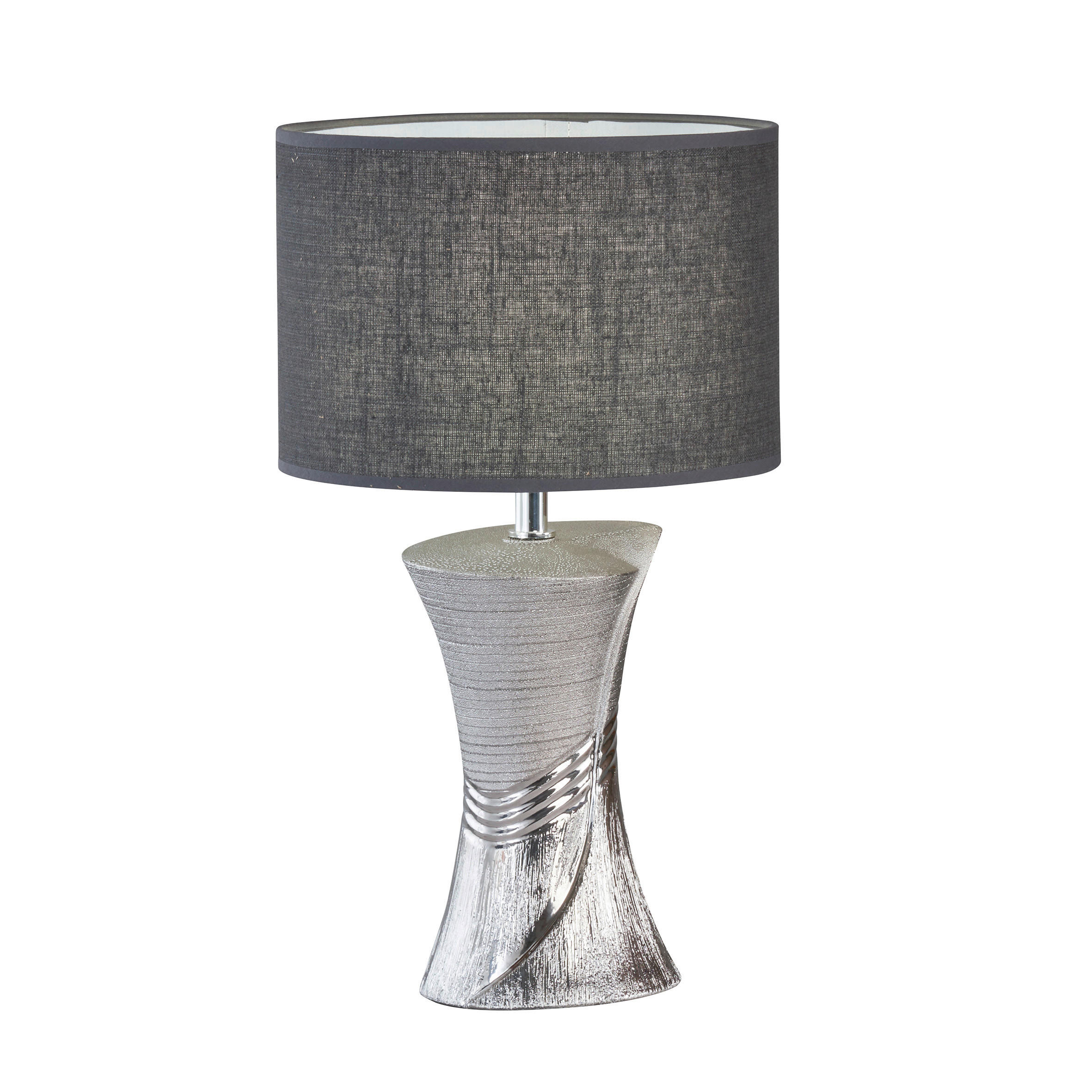 TISCHLEUCHTE Louis 25/44 cm   - Silberfarben/Grau, Design, Keramik/Textil (25/44cm) - Fischer & Honsel