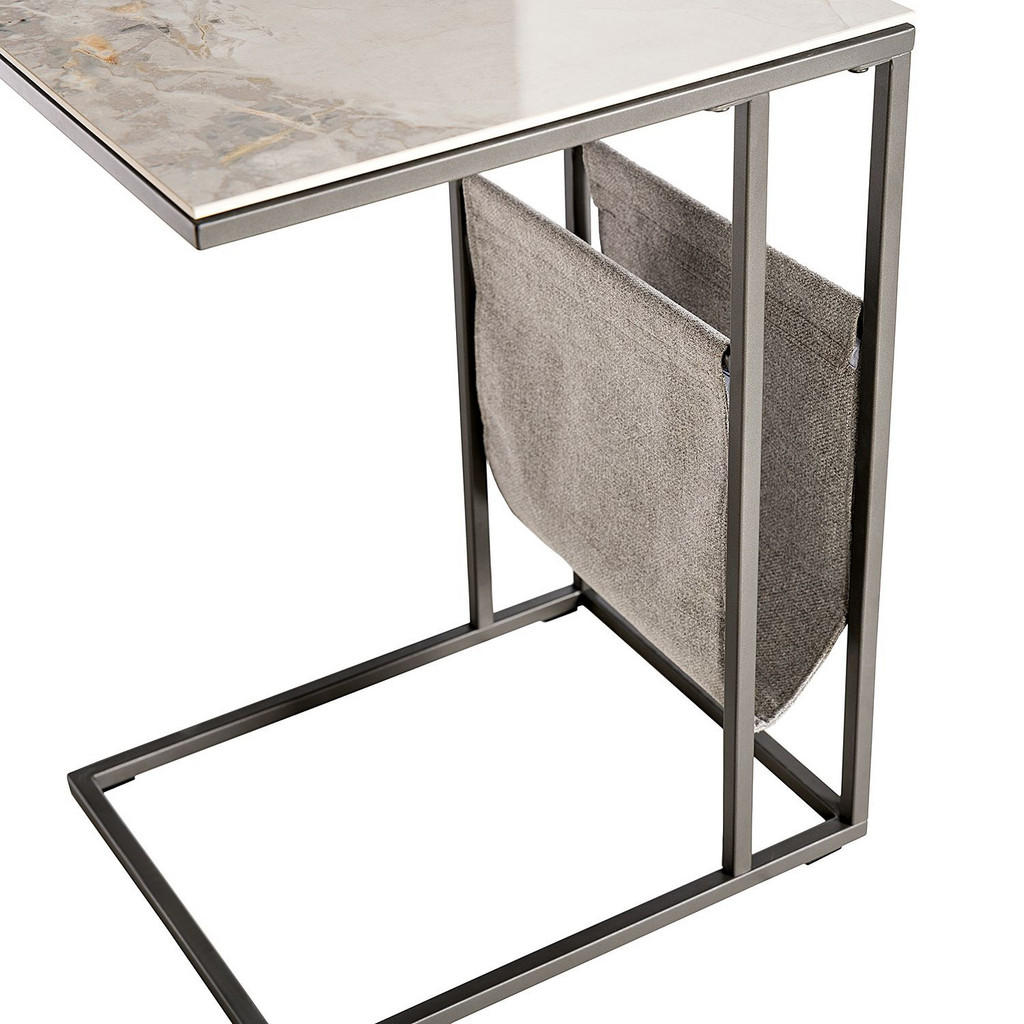 Thumbnail - home24 Beistelltisch, Schwarz, Weiß, Metall, Textil, Keramik, Marmoroptik, rechteckig, eckig, 36x60x46 cm, Stauraum, Woh...