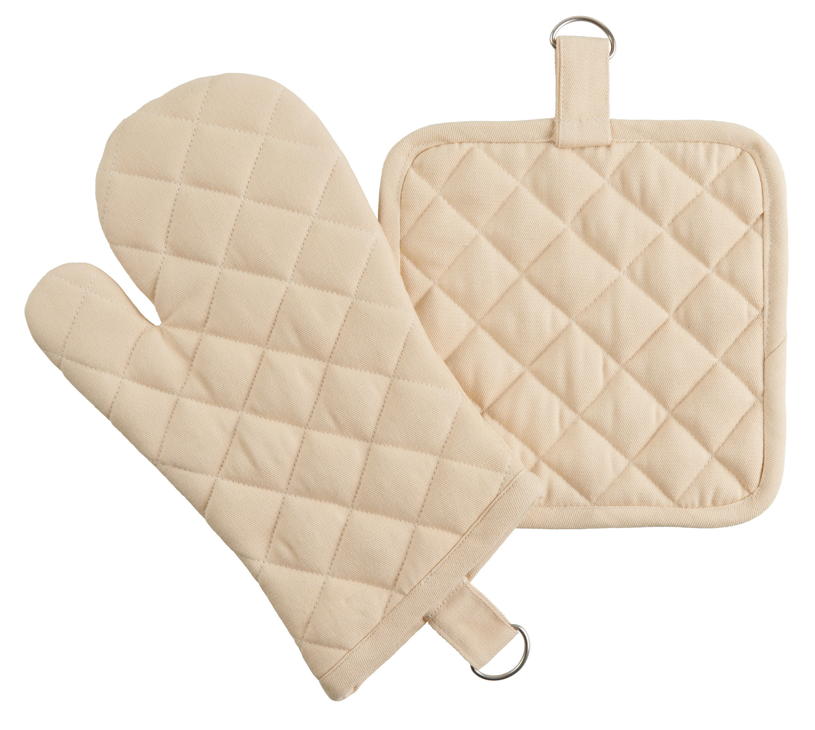TOPFLAPPEN UND HANDSCHUH 2-teilig Beige  - Beige, Basics, Textil (20/20cm) - Novel