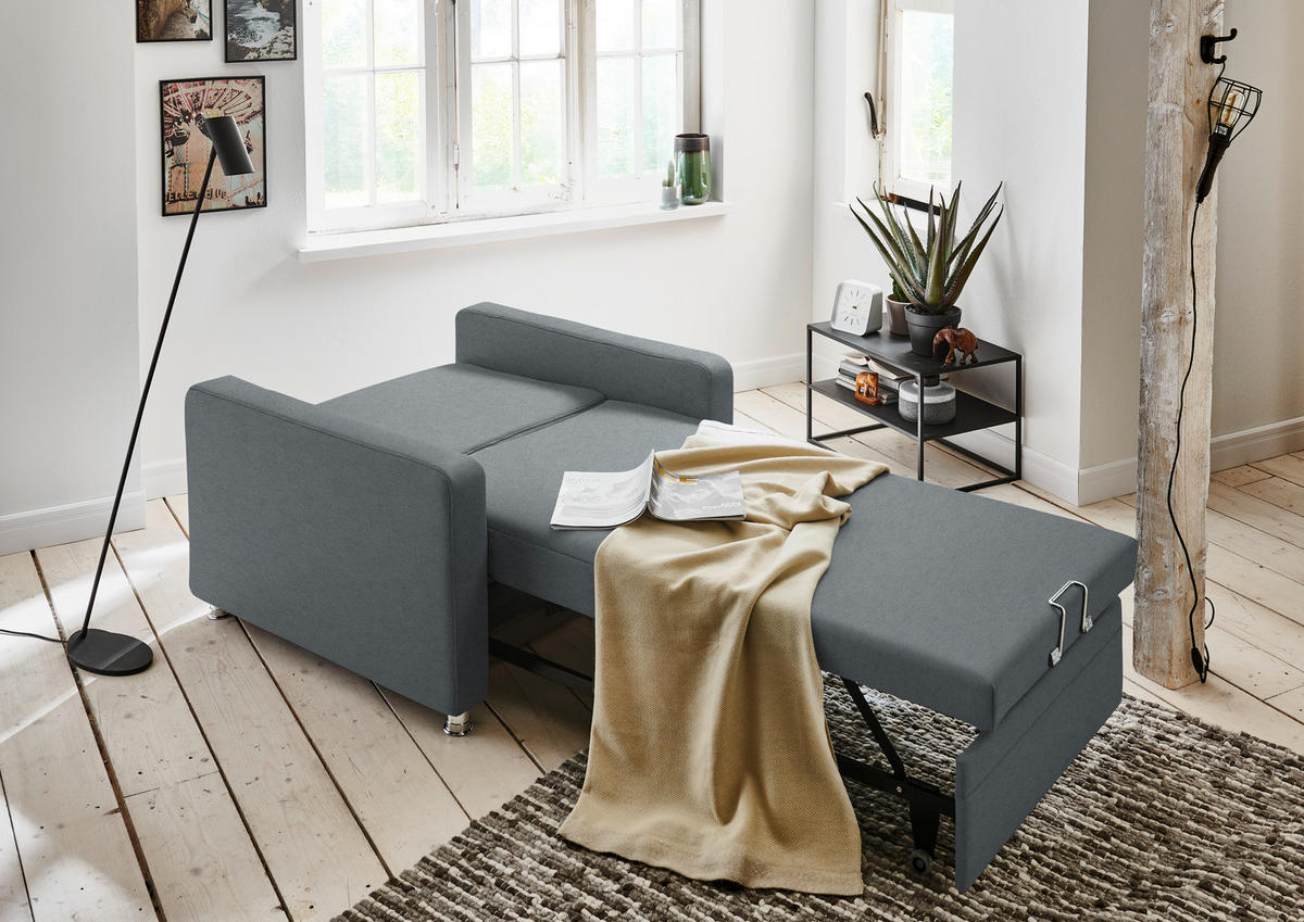 SCHLAFSESSEL  in Chenille Dunkelgrau  - Dunkelgrau/Alufarben, KONVENTIONELL, Textil/Metall (106/90/100cm) - Beldomo Style