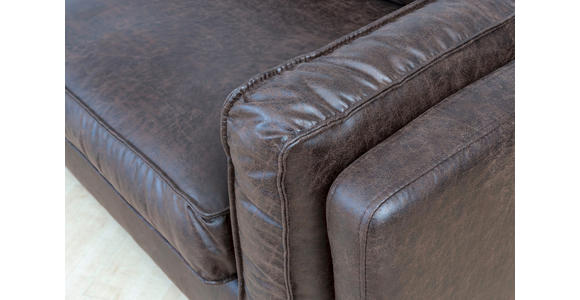 ECKSOFA in Lederlook Dunkelbraun  - Dunkelbraun/Schwarz, Design, Textil/Metall (295/160cm) - Hom`in