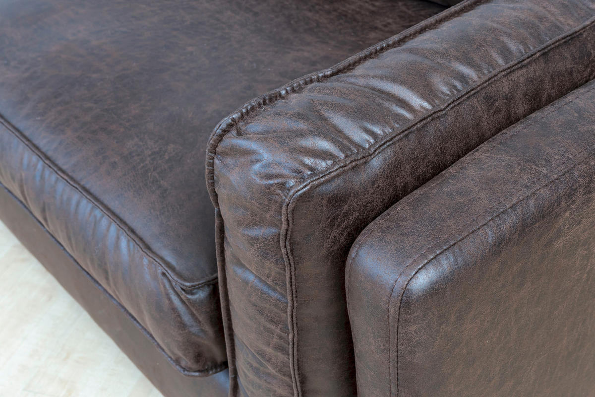 ECKSOFA in Lederlook Braun  - Schwarz/Braun, Design, Textil/Metall (295/160cm) - Livetastic