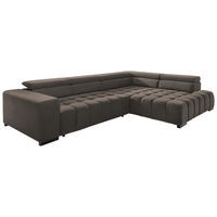 ECKSCHLAFSOFA in Braun Textil   - Schwarz/Braun, Design, Holz/Textil (307/201cm) - Livetastic