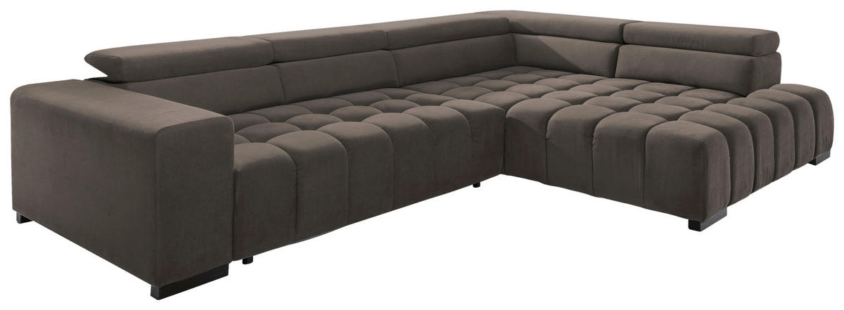 ECKSCHLAFSOFA in Braun Textil   - Schwarz/Braun, Design, Holz/Textil (307/201cm) - Livetastic
