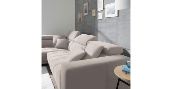 ECKSOFA in Mikrofaser Ecru 207/301 cm - Chromfarben/Ecru, Design, Textil/Metall (207/301cm) - Xora