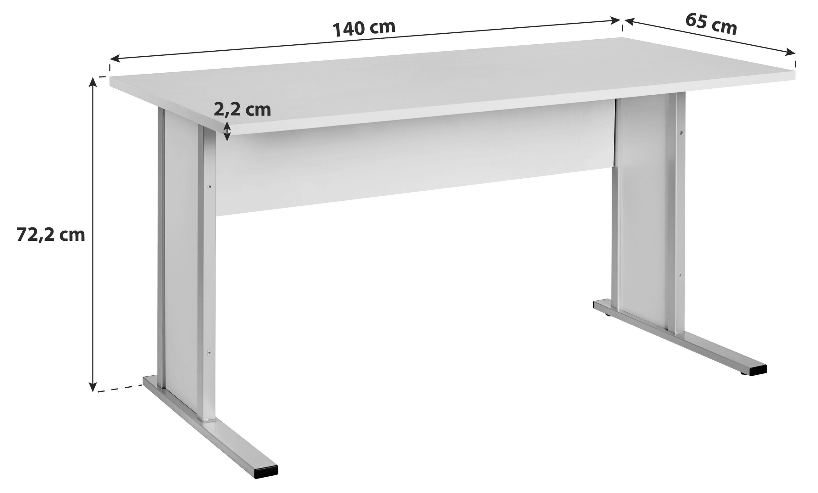 SCHREIBTISCH 140/65/72,2 cm  in Buchefarben  - Silberfarben/Buchefarben, Basics, Holzwerkstoff/Metall (140/65/72,2cm) - MID.YOU