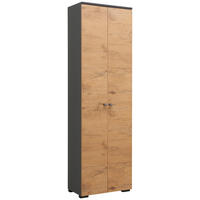 GARDEROBENSCHRANK 60/200/34 cm  - Eichefarben/Anthrazit, Design, Holzwerkstoff/Metall (60/200/34cm) - Moderano