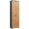 GARDEROBENSCHRANK  in 60/200/34 cm  - Eichefarben/Anthrazit, Design, Holzwerkstoff/Metall (60/200/34cm) - Moderano