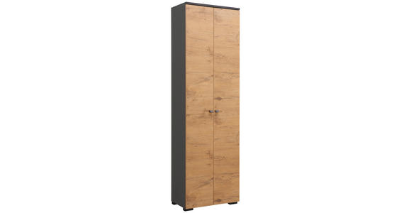 GARDEROBENSCHRANK  in 60/200/34 cm  - Eichefarben/Anthrazit, Design, Holzwerkstoff/Metall (60/200/34cm) - Moderano