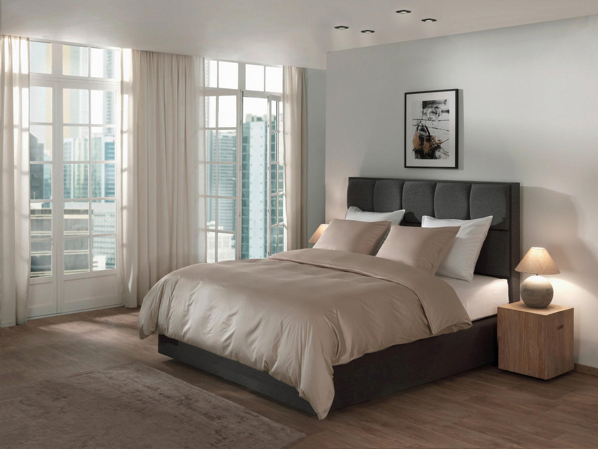 BETTWÄSCHE 2-teilig Suite-Dubai Makosatin 135/200 cm  - Sandfarben, Basics, Textil (135/200cm)