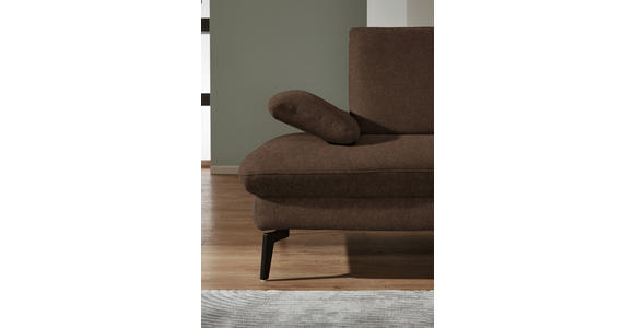 ECKSOFA in Chenille, Mikrofaser Dunkelbraun 299/157 cm - Dunkelbraun/Schwarz, Design, Textil/Metall (299/157cm) - Dieter Knoll