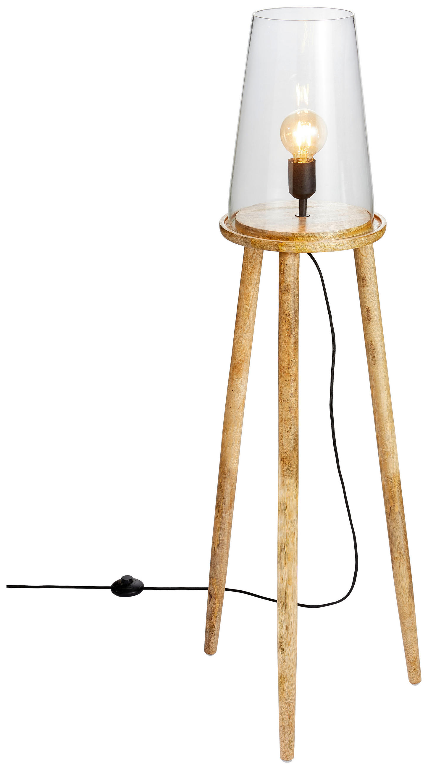 STEHLEUCHTE  28/125/28 cm   - Hellbraun, Basics, Glas/Holz (28/125/28cm) - Light & Living