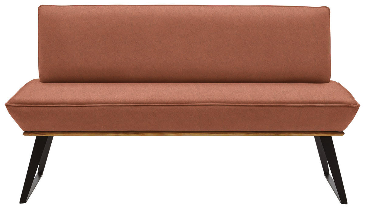 SITZBANK in Holz, Metall, Textil Schwarz, Eichefarben, Rotbraun  - Rotbraun/Eichefarben, Design, Holz/Textil (180/87/64cm) - Voleo