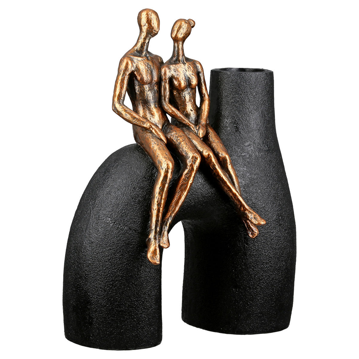 DEKOVASE  - Schwarz/Bronzefarben, LIFESTYLE, Kunststoff (20/25,5/11,5cm)