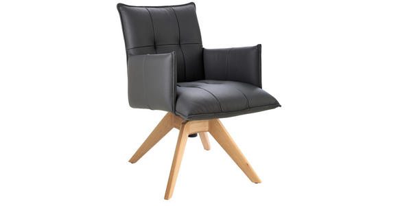 ARMLEHNSTUHL in Echtleder pigmentiert - Eichefarben/Anthrazit, Design, Leder/Holz (86/57/65cm) - Valnatura