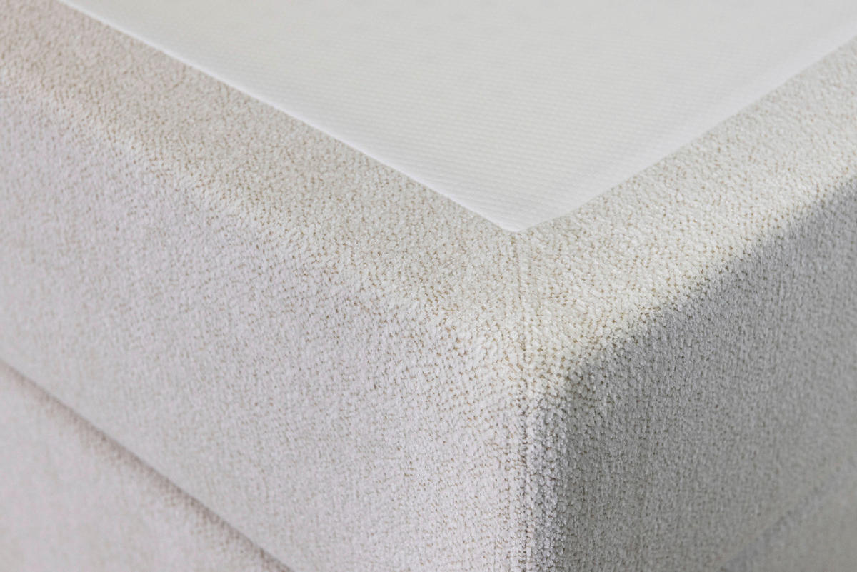 BOXSPRINGBETT 140/200 cm,  in Beige, Matratze, gepolstertes Kopfteil, Topper, H3 + H3 = fest  - Beige/Schwarz, Trend, Textil (140/200cm) - Chameo