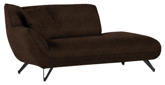 CHAISELONGUE in Samt Dunkelbraun  - Dunkelbraun/Schwarz, Design, Textil/Metall (190/90/95cm) - Carryhome