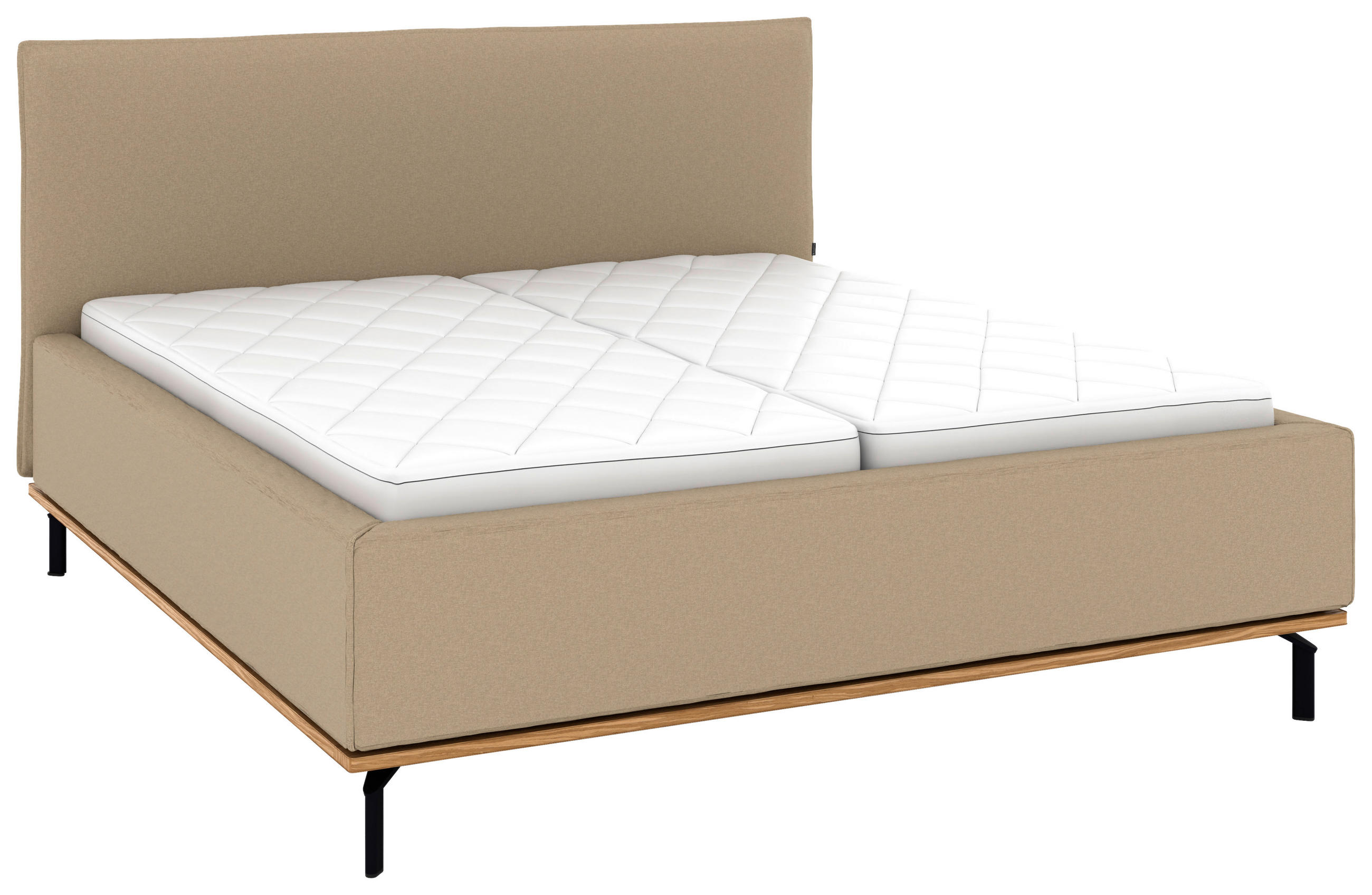 POLSTERBETT 180/200 cm,  in Beige, Matratze, Lattenrost, Bettkasten, H3 + H3 = fest  - Beige/Graphitfarben, Design, Holz/Textil (180/200cm) - Musterring