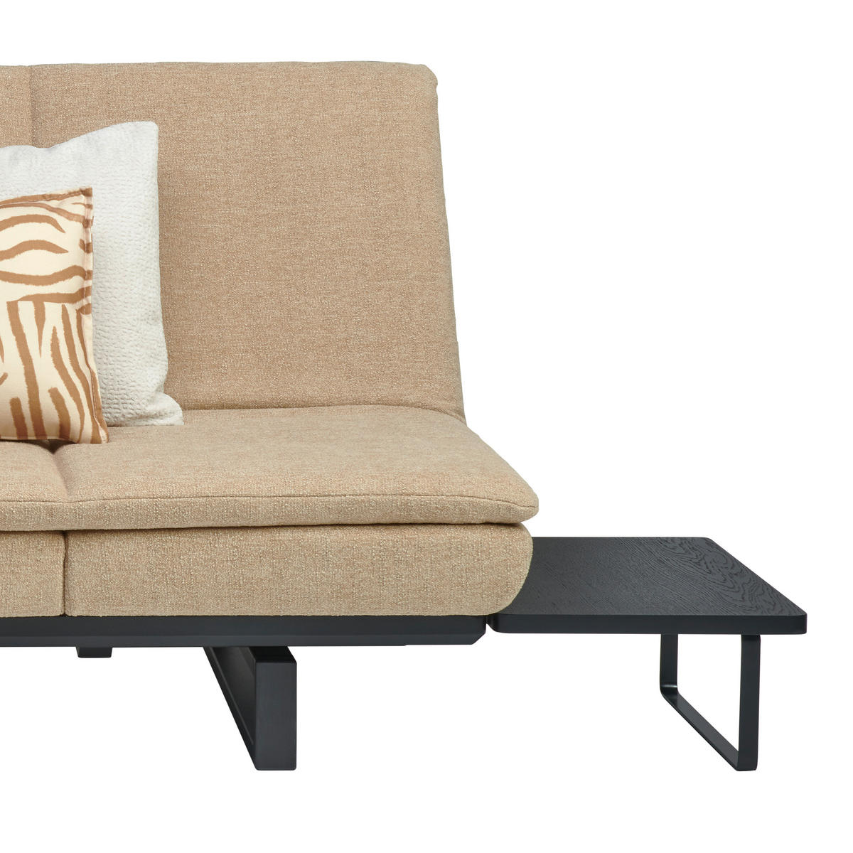 SCHLAFSOFA  in Flachgewebe Beige  - Beige/Schwarz, Design, Holz/Textil (201/80/120cm) - Joka