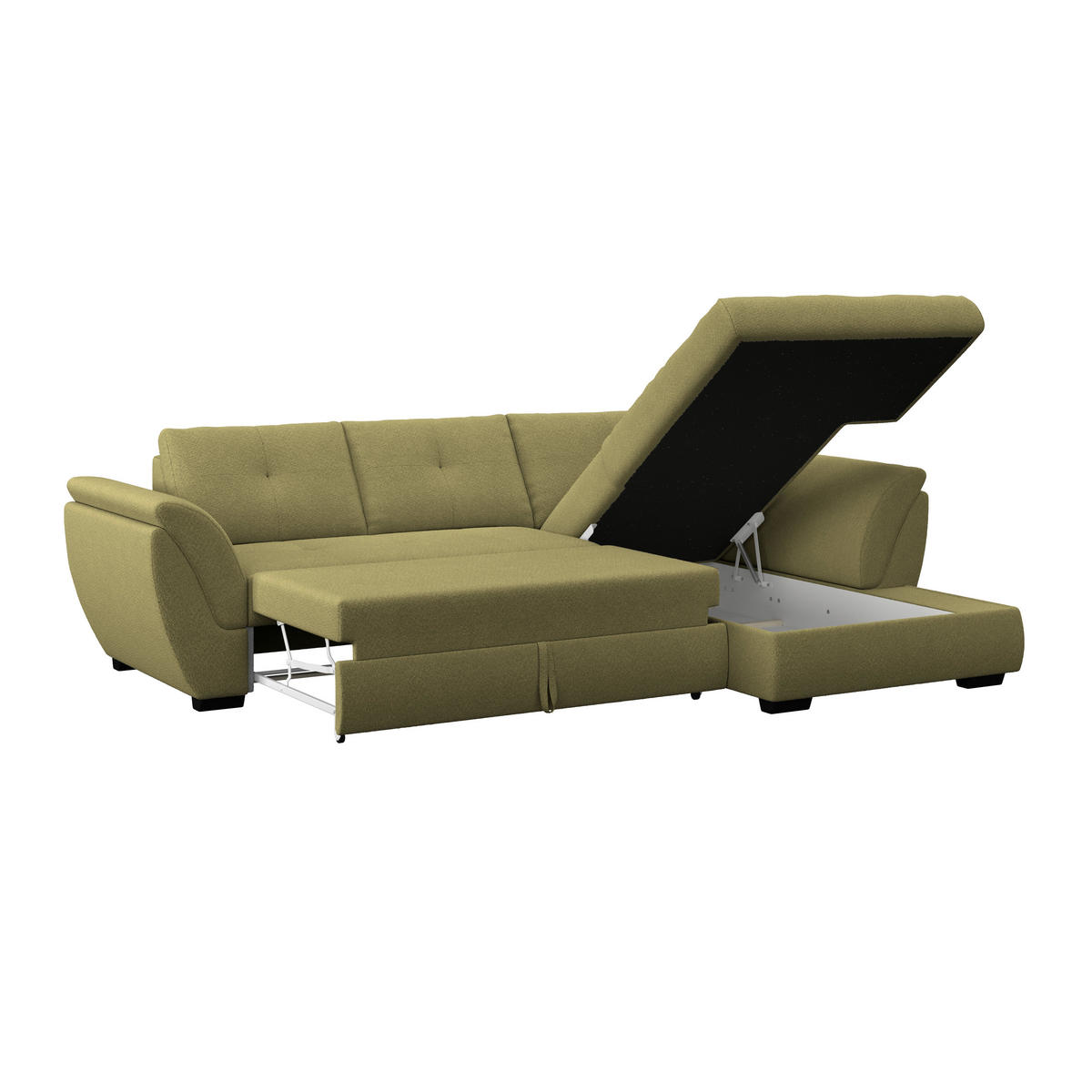 ECKSOFA Grün  - Schwarz/Grün, Konventionell, Textil (278/187cm) - MID.YOU