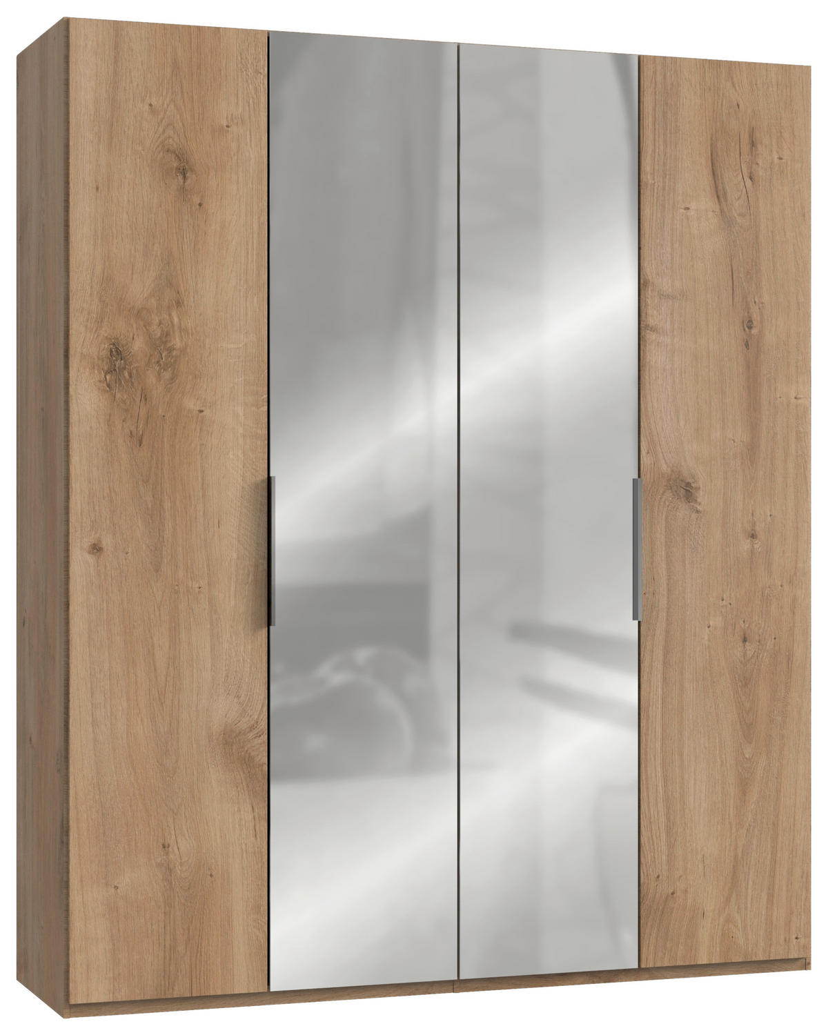 DREHTÜRENSCHRANK 200/236/58 cm,  in Eichefarben, 4-türig  - Chromfarben/Eichefarben, MODERN, Holzwerkstoff (200/236/58cm) - MID.YOU