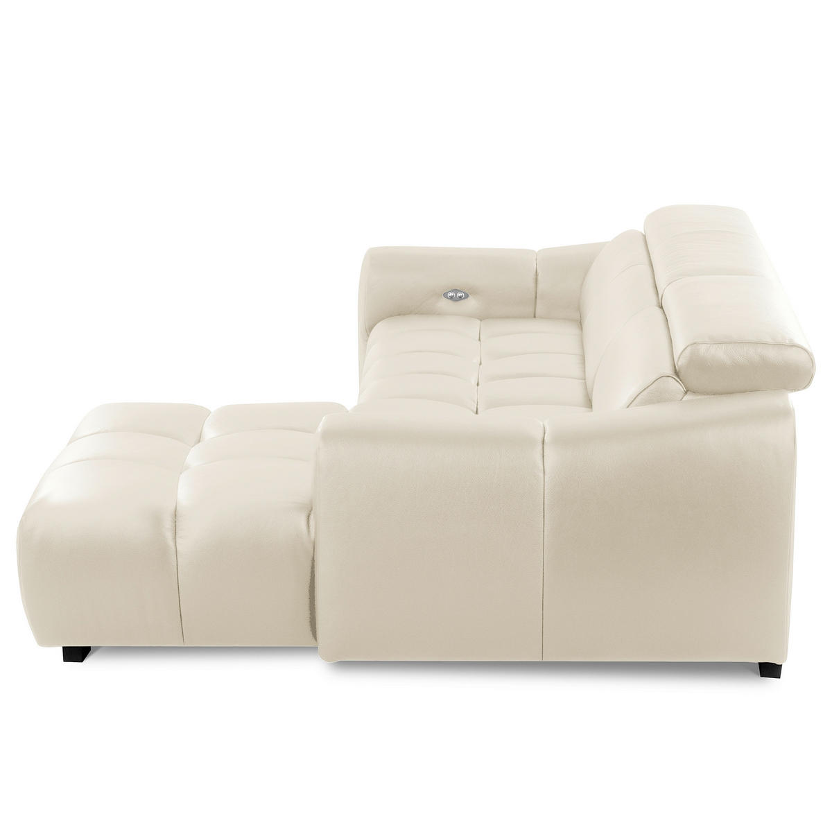 ECKSOFA  Echtleder Creme  - Creme/Schwarz, Design, Leder/Kunststoff (274/177cm) - Livetastic