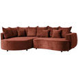 ECKSOFA in Chenille Rotbraun  - Rotbraun/Schwarz, Design, Kunststoff/Textil (194/307cm) - Carryhome