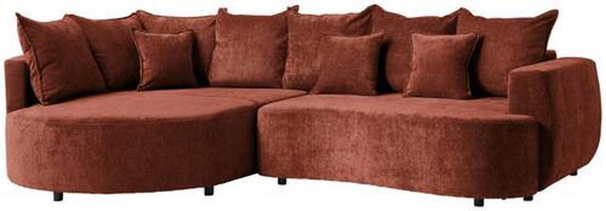 ECKSOFA Rotbraun Chenille  - Rotbraun/Schwarz, Design, Kunststoff/Textil (194/307cm) - Carryhome