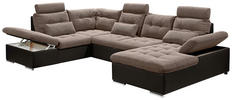 WOHNLANDSCHAFT Dunkelbraun, Hellbraun Webstoff  - Hellbraun/Dunkelbraun, MODERN, Textil (218/324/170cm) - MID.YOU