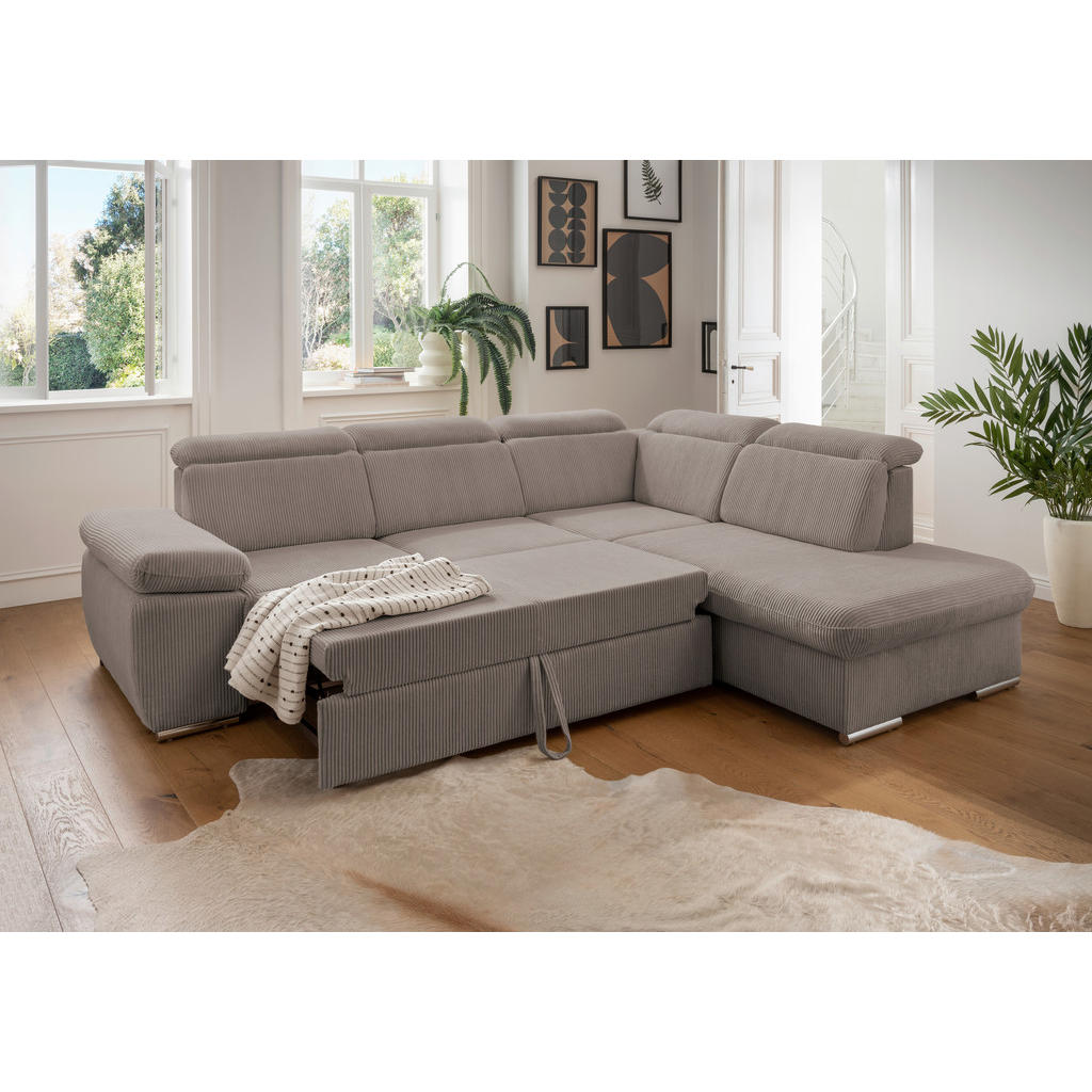Thumbnail - Livetastic Ecksofa, Graubraun, Textil, 5-Sitzer, Ottomane rechts, 283x228 cm, seitenverkehrt erhältlich, Schlafen auf Si...