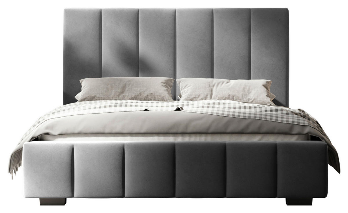 POLSTERBETT Lattenrost, Bettkasten 140/200 cm  in Anthrazit  - Anthrazit/Schwarz, Design, Holz/Kunststoff (140/200cm) - Boxxx
