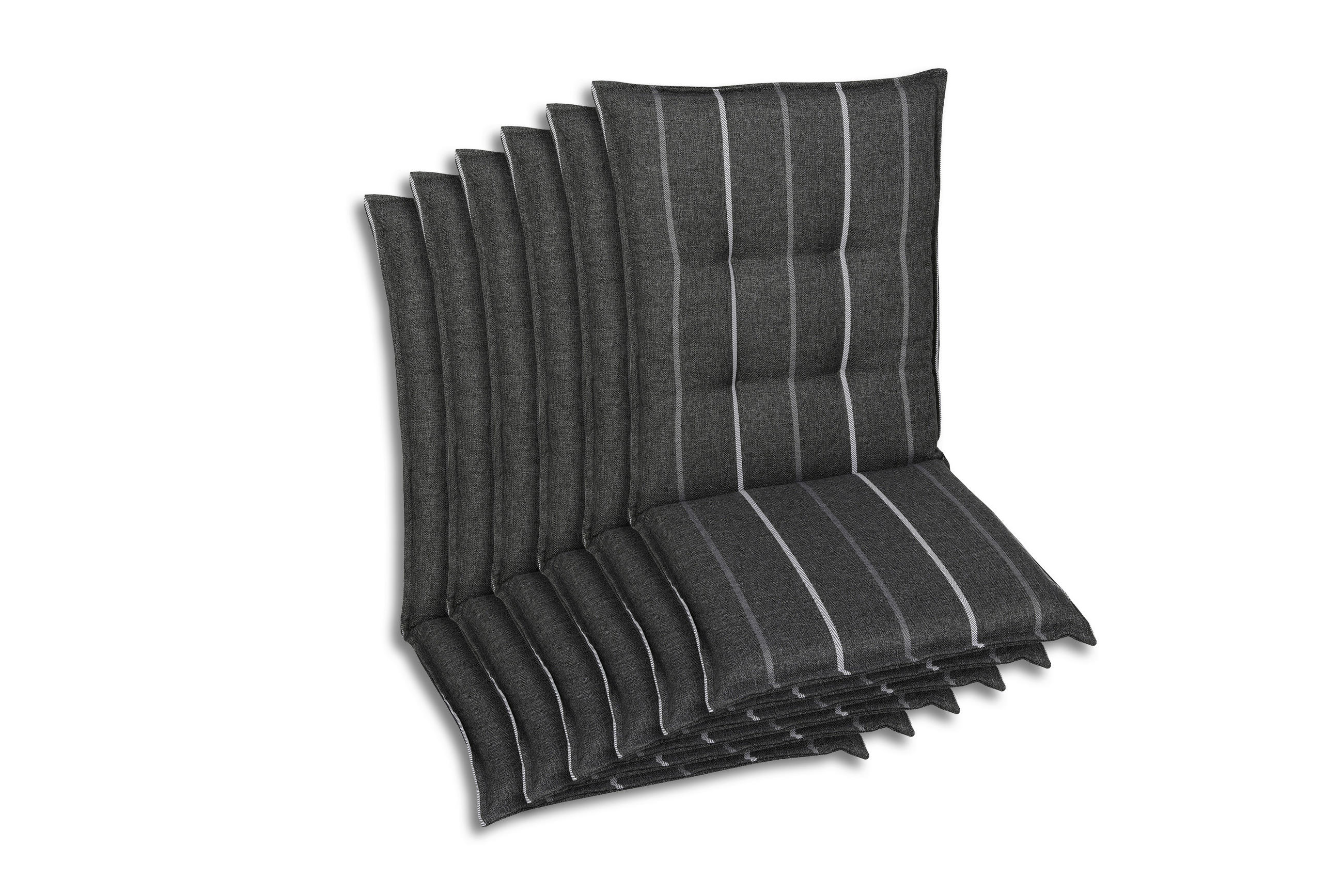 SESSELAUFLAGENSET in Anthrazit Streifen  - Anthrazit, Basics, Textil (50/7/108cm)