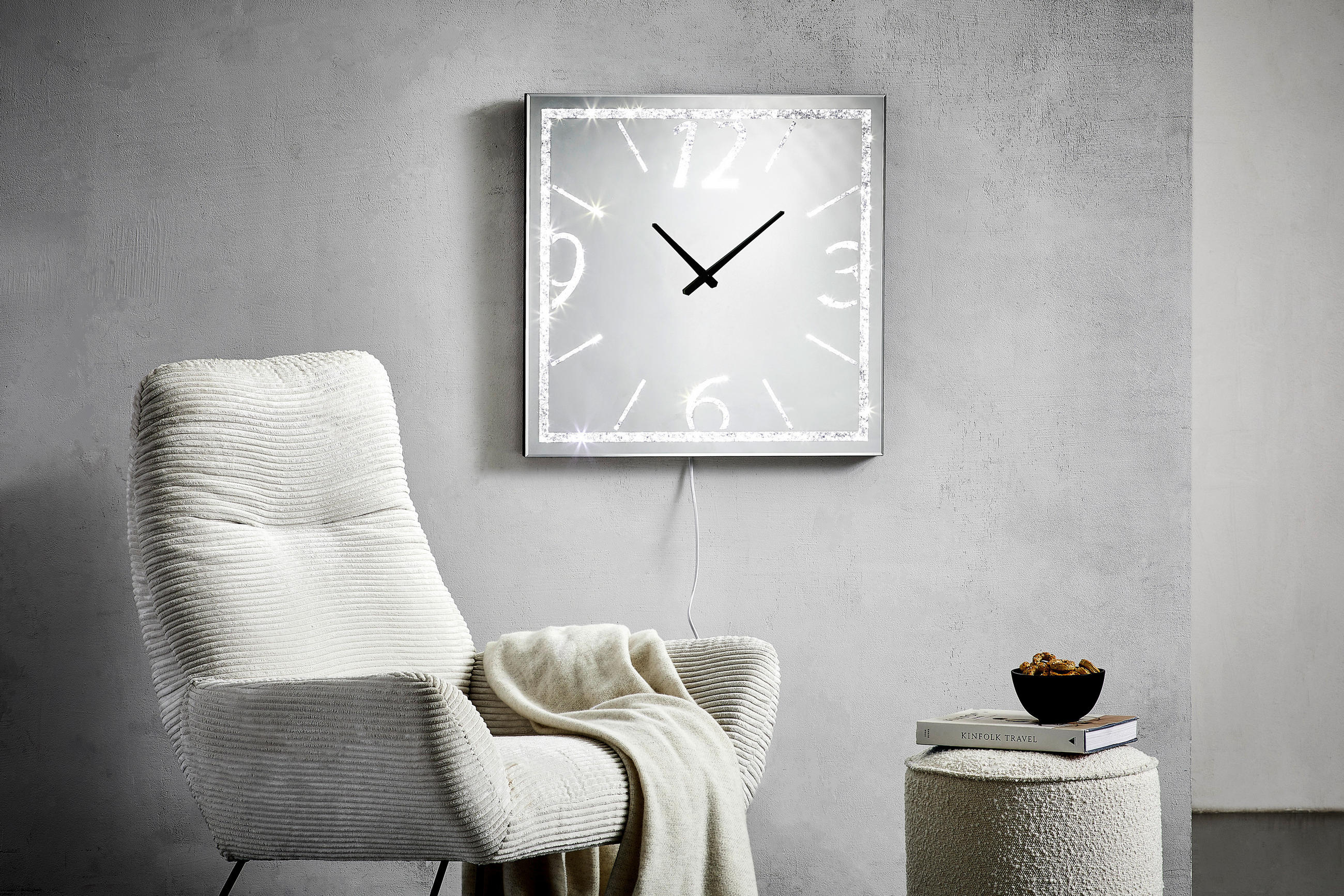 FALIÓRA 60/60/3,8 cm   - ezüstszínű, Trend, faalapú anyag/Üveg (60/60/3,8cm) - Xora