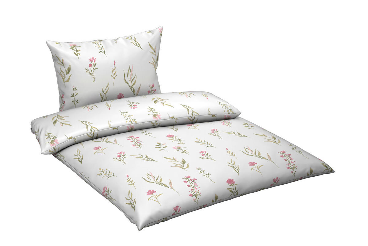 BETTWÄSCHE Mavie Satin 140/200 cm  - Rosa/Weiß, KONVENTIONELL, Textil (140/200cm) - Novel