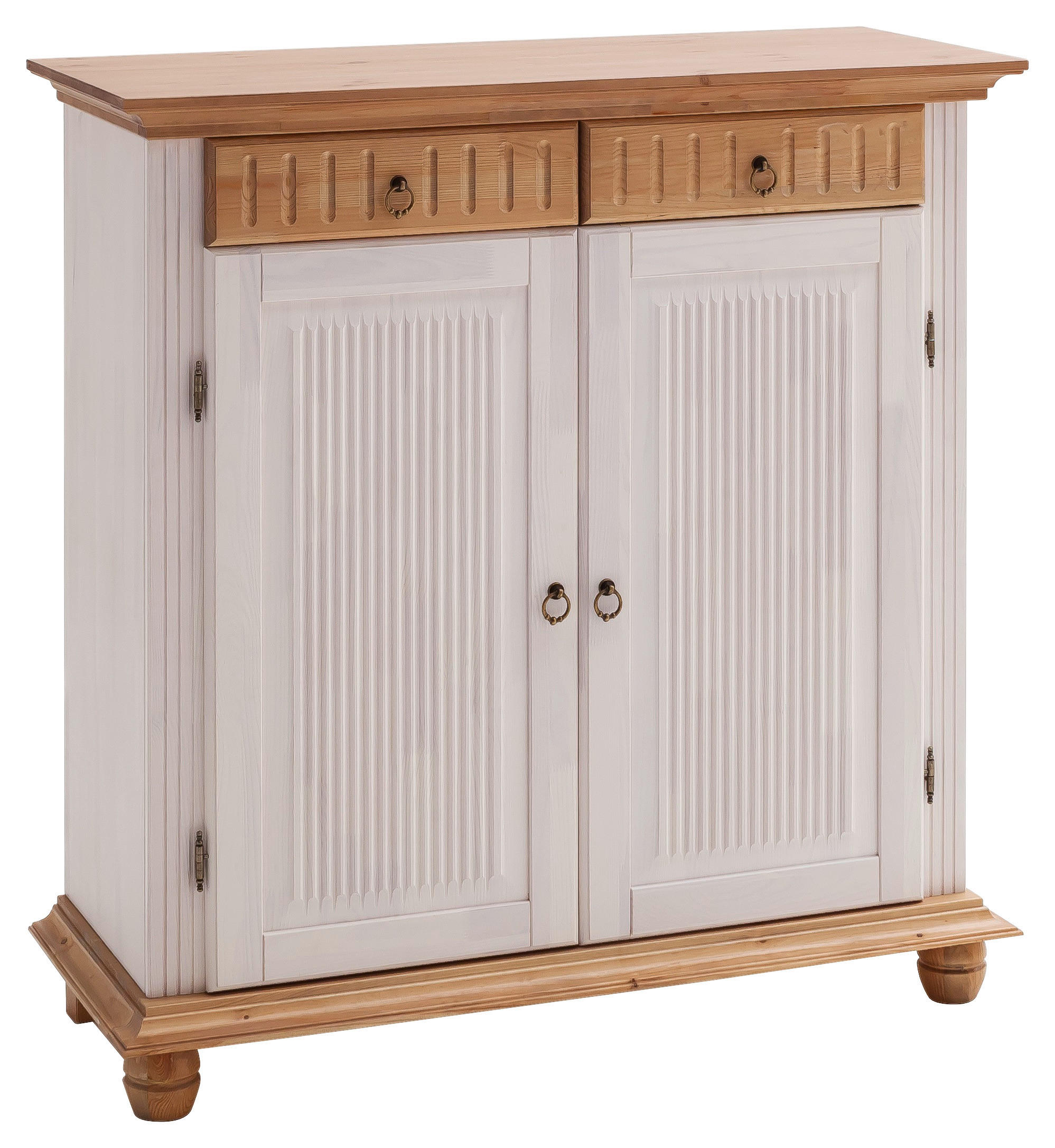 SCHUHSCHRANK massiv Weiß, Kieferfarben - Weiß/Kieferfarben, LIFESTYLE, Holz (106,5/111/43cm) - Carryhome