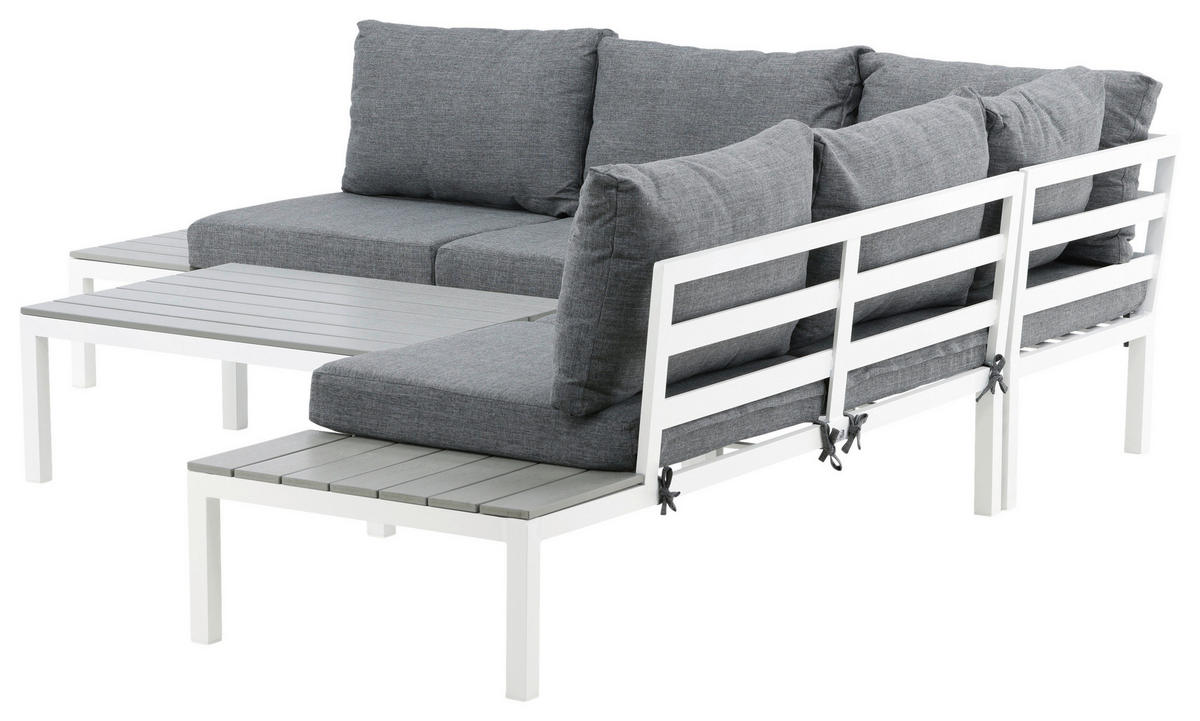 LOUNGEGARNITUR 133/167 cm Aluminium  - Weiß, KONVENTIONELL, Metall (133/167cm) - Gardenson