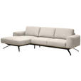 ECKSOFA in Struktur Creme  157/262 cm  - Creme/Schwarz, Design, Textil/Metall (157/262cm) - Novel