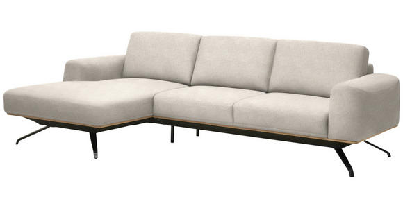 ECKSOFA in Struktur Creme  157/262 cm  - Creme/Schwarz, Design, Textil/Metall (157/262cm) - Novel