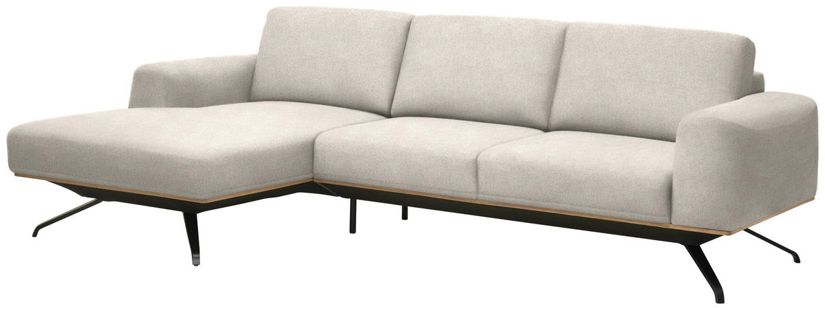 ECKSOFA in Struktur Creme  - Creme/Schwarz, Design, Textil/Metall (157/262cm) - Novel