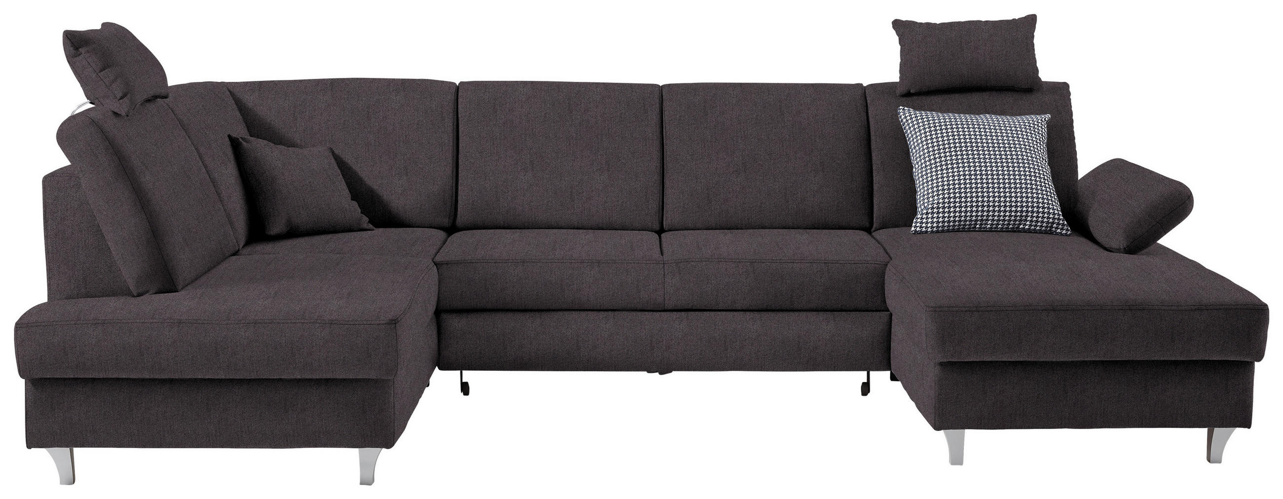 WOHNLANDSCHAFT in Struktur Graubraun  - Graubraun/Silberfarben, Konventionell, Holz/Textil (186/322/167cm) - Cantus