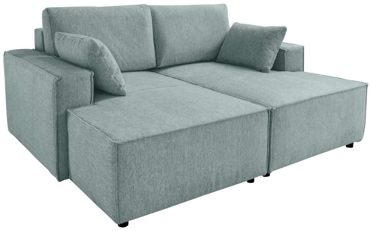 BIGSOFA in Chenille Mintgrau  - Mintgrau/Schwarz, Modern, Kunststoff/Textil (188/86/154cm) - Livetastic