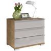 NACHTKÄSTCHEN 60/53/42 cm  in Eiche Bianco, Weiss  - Chromfarben/Eiche Bianco, Basics, Glas/Holzwerkstoff (60/53/42cm) - Venda